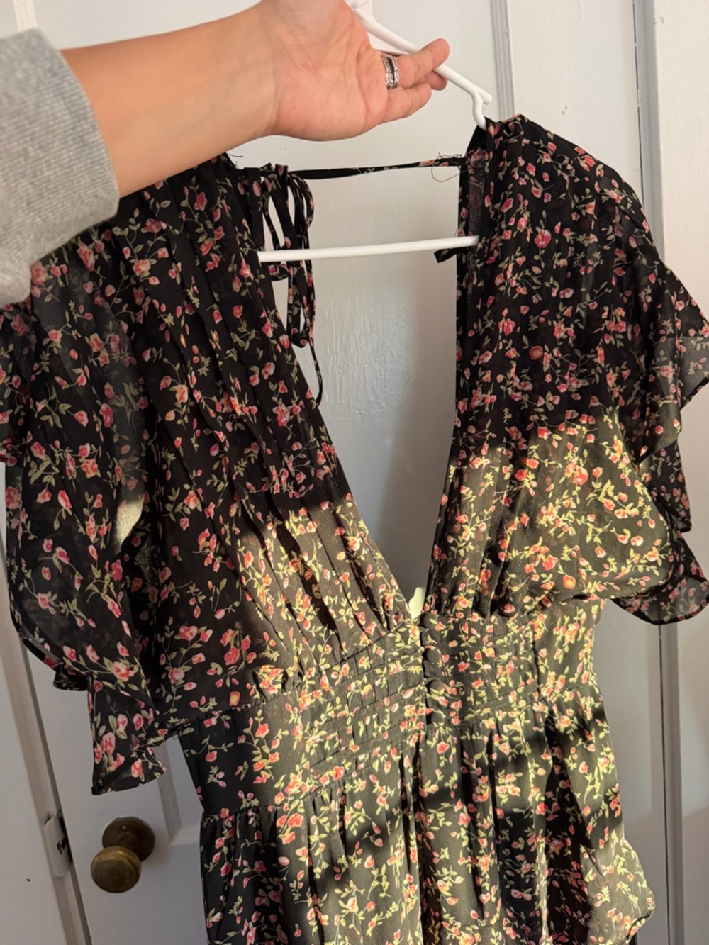 Petal & Pup Black Floral Ruffle Midi Dress - Picture 4 of 6